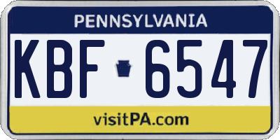 PA license plate KBF6547