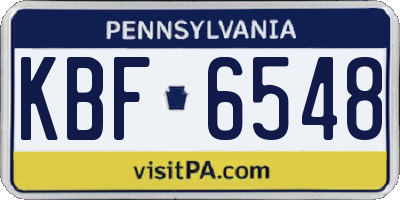 PA license plate KBF6548