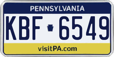 PA license plate KBF6549