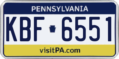 PA license plate KBF6551