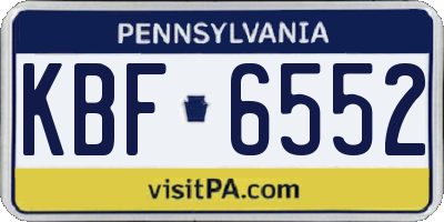 PA license plate KBF6552
