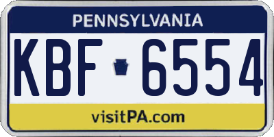 PA license plate KBF6554