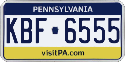PA license plate KBF6555