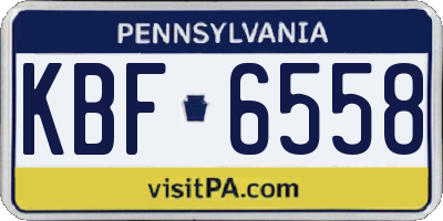 PA license plate KBF6558