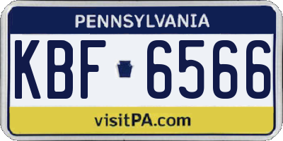 PA license plate KBF6566
