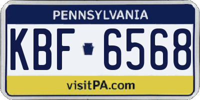 PA license plate KBF6568