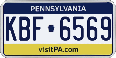PA license plate KBF6569