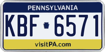 PA license plate KBF6571