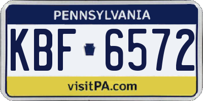 PA license plate KBF6572