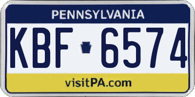 PA license plate KBF6574