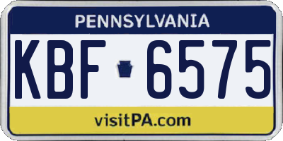 PA license plate KBF6575