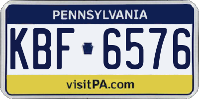 PA license plate KBF6576