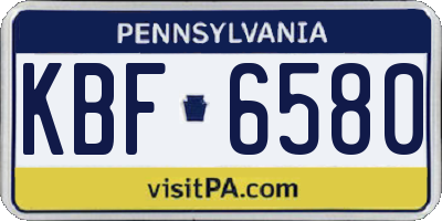 PA license plate KBF6580