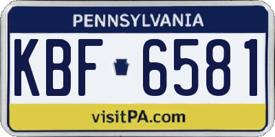PA license plate KBF6581