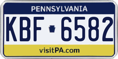 PA license plate KBF6582