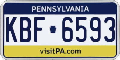 PA license plate KBF6593