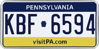 PA license plate KBF6594