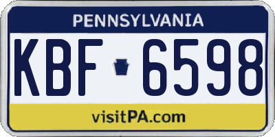 PA license plate KBF6598