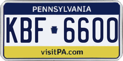 PA license plate KBF6600