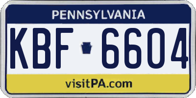 PA license plate KBF6604