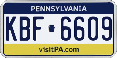 PA license plate KBF6609