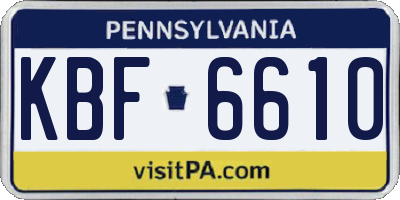 PA license plate KBF6610