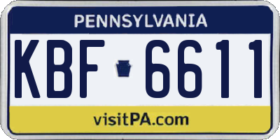 PA license plate KBF6611