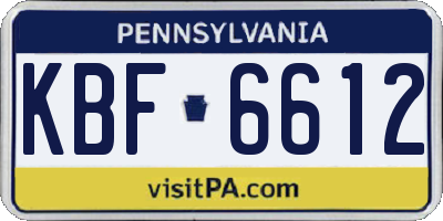 PA license plate KBF6612
