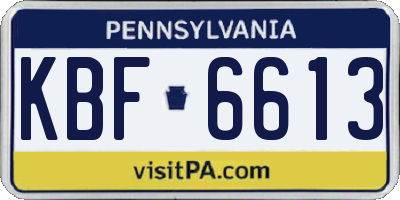 PA license plate KBF6613