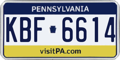 PA license plate KBF6614