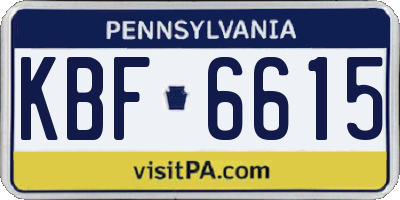PA license plate KBF6615