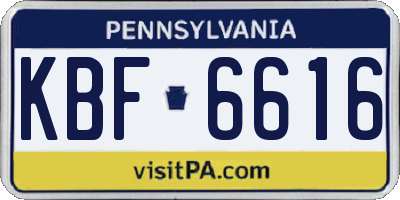PA license plate KBF6616