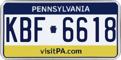PA license plate KBF6618