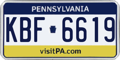 PA license plate KBF6619