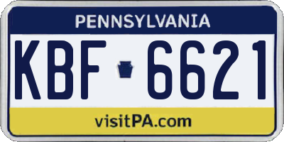 PA license plate KBF6621