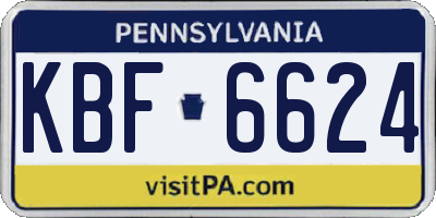PA license plate KBF6624