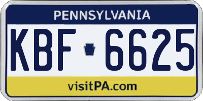 PA license plate KBF6625