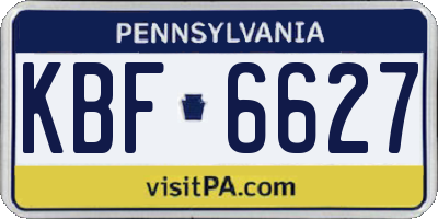 PA license plate KBF6627