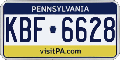 PA license plate KBF6628