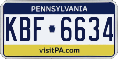 PA license plate KBF6634