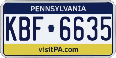 PA license plate KBF6635