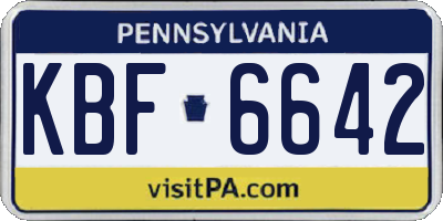 PA license plate KBF6642