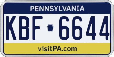 PA license plate KBF6644