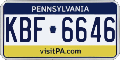 PA license plate KBF6646