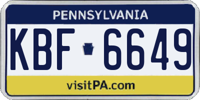 PA license plate KBF6649