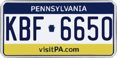 PA license plate KBF6650