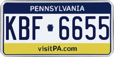 PA license plate KBF6655