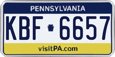 PA license plate KBF6657