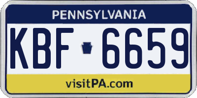 PA license plate KBF6659