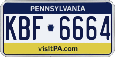 PA license plate KBF6664